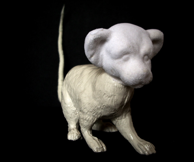 'Puppy Rat' Slip-cast earthenware, transparent glaze, flocking and hand made felt Manchester souvenirs 8