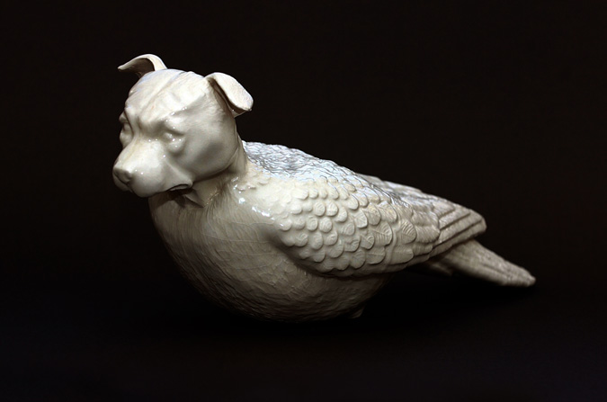 'Dog Pigeon' Slip-cast earthenware, transparent glaze Manchester souvenirs 9