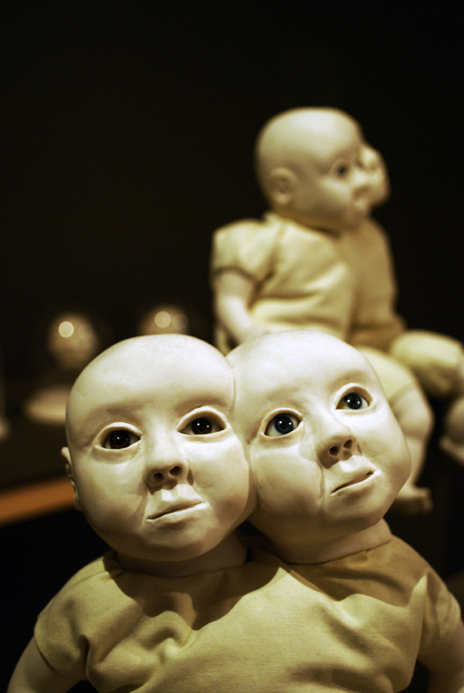 'Twins 2' Porcelain, glass eyes, textiles 'Twins 2' Porcelain, glass eyes, textiles