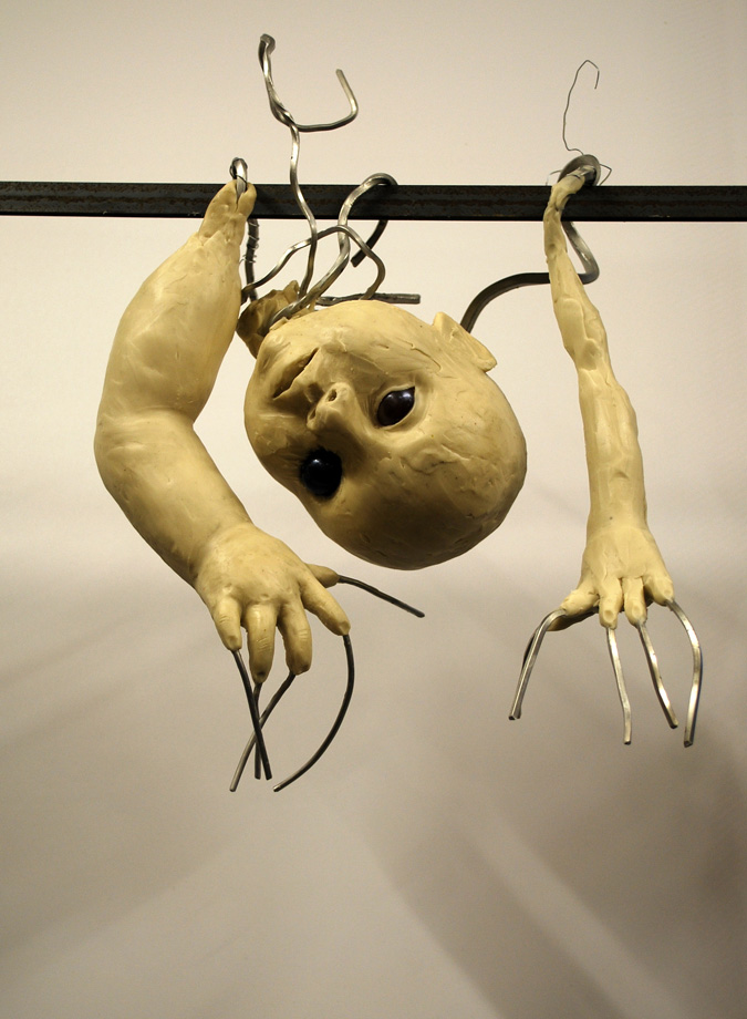 Work in progress, hand modelled wax with armatures and glass eyes