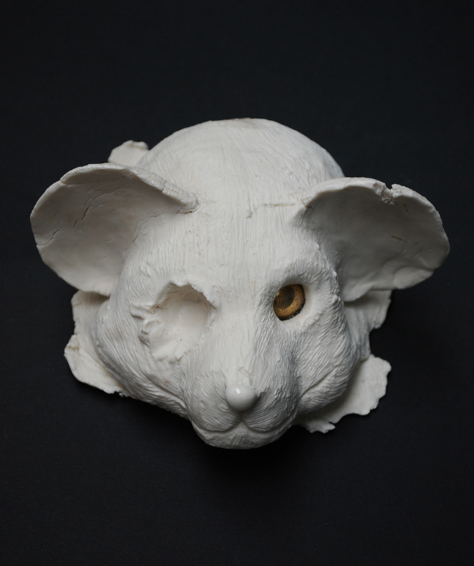 Teddy Bear - Porcelain, transparent glaze and gold lustre