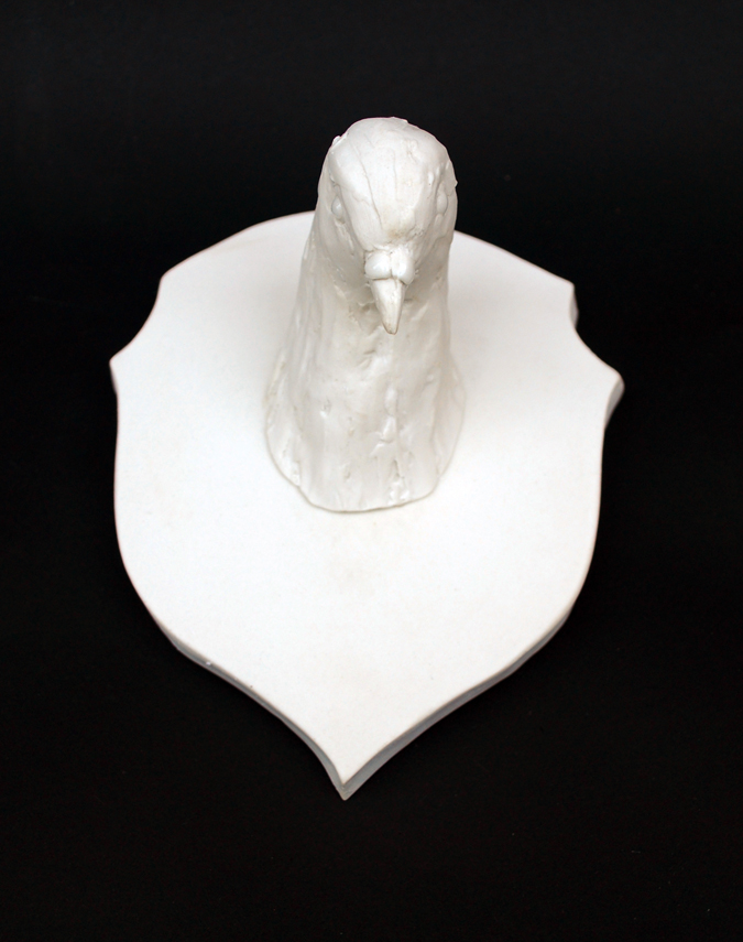 Pigeon Plaque - Porcelain and transparent glaze