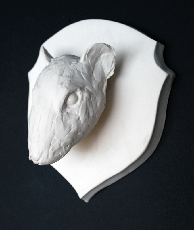 Rat Plaque - Porcelain and transparent glaze